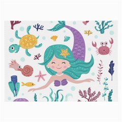 Set-cute-mermaid-seaweeds-marine-inhabitants Large Glasses Cloth by Salman4z