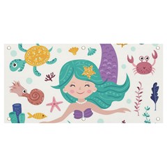 Set-cute-mermaid-seaweeds-marine-inhabitants Banner And Sign 4  X 2  by Salman4z