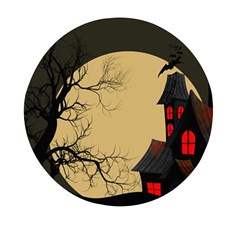 Halloween Moon Haunted House Full Moon Dead Tree Mini Round Pill Box (pack Of 5) by Ravend