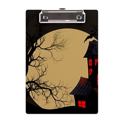 Halloween Moon Haunted House Full Moon Dead Tree A5 Acrylic Clipboard by Ravend