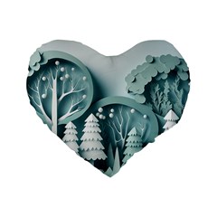 Background Christmas Winter Holiday Background Standard 16  Premium Heart Shape Cushions by Ravend