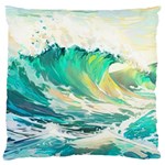 Waves Ocean Sea Tsunami Nautical Painting Large Cushion Case (One Side) Front