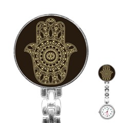 Hamsa-hand-drawn-symbol-with-flower-decorative-pattern Stainless Steel Nurses Watch by Salman4z