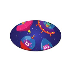 Cartoon-funny-aliens-with-ufo-duck-starry-sky-set Sticker Oval (100 Pack) by Salman4z