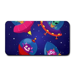 Cartoon-funny-aliens-with-ufo-duck-starry-sky-set Medium Bar Mat by Salman4z