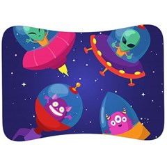 Cartoon-funny-aliens-with-ufo-duck-starry-sky-set Velour Seat Head Rest Cushion by Salman4z