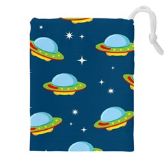 Seamless-pattern-ufo-with-star-space-galaxy-background Drawstring Pouch (4xl) by Salman4z