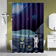 Alien-astronaut-scene Shower Curtain 48  X 72  (small)  by Salman4z