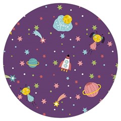 Space-travels-seamless-pattern-vector-cartoon Round Trivet by Salman4z