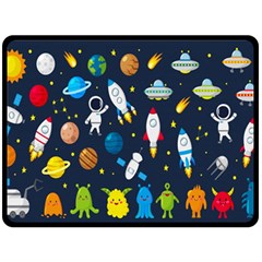 Big-set-cute-astronauts-space-planets-stars-aliens-rockets-ufo-constellations-satellite-moon-rover-v Two Sides Fleece Blanket (large) by Salman4z