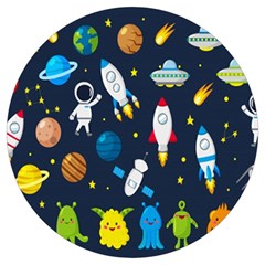 Big-set-cute-astronauts-space-planets-stars-aliens-rockets-ufo-constellations-satellite-moon-rover-v Round Trivet by Salman4z