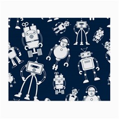 White-robot-blue-seamless-pattern Small Glasses Cloth (2 Sides) by Salman4z