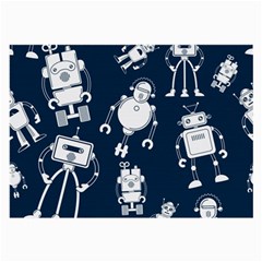 White-robot-blue-seamless-pattern Large Glasses Cloth (2 Sides) by Salman4z