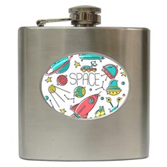 Space-cosmos-seamless-pattern-seamless-pattern-doodle-style Hip Flask (6 Oz) by Salman4z