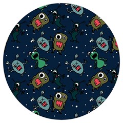 Monster-alien-pattern-seamless-background Round Trivet by Salman4z