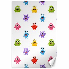 Seamless-pattern-cute-funny-monster-cartoon-isolated-white-background Canvas 24  X 36  by Salman4z