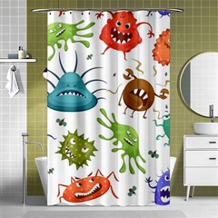 Dangerous-streptococcus-lactobacillus-staphylococcus-others-microbes-cartoon-style-vector-seamless Shower Curtain 48  X 72  (small)  by Salman4z