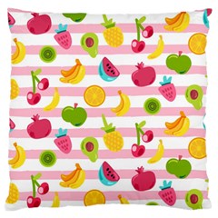 Tropical-fruits-berries-seamless-pattern Large Premium Plush Fleece Cushion Case (two Sides) by Salman4z