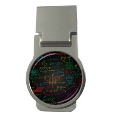 Mathematical-colorful-formulas-drawn-by-hand-black-chalkboard Money Clips (round)  by Salman4z