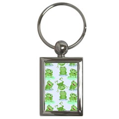 Cute-green-frogs-seamless-pattern Key Chain (rectangle) by Salman4z