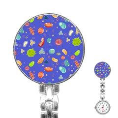 Virus-seamless-pattern Stainless Steel Nurses Watch by Salman4z