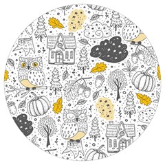 Doodle-seamless-pattern-with-autumn-elements Round Trivet by Salman4z