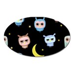 Cute-owl-doodles-with-moon-star-seamless-pattern Oval Magnet Front