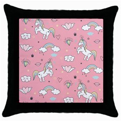 Cute-unicorn-seamless-pattern Throw Pillow Case (black) by Salman4z