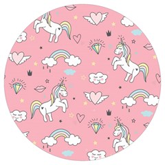 Cute-unicorn-seamless-pattern Round Trivet by Salman4z