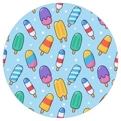 Cute-kawaii-ice-cream-seamless-pattern Round Trivet by Salman4z