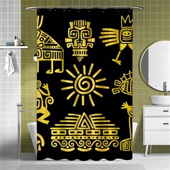 Maya-style-gold-linear-totem-icons Shower Curtain 48  X 72  (small)  by Salman4z