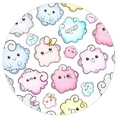 Cute-doodle-cartoon-seamless-pattern Round Trivet by Salman4z