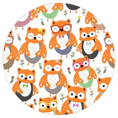 Cute-colorful-owl-cartoon-seamless-pattern Round Trivet by Salman4z