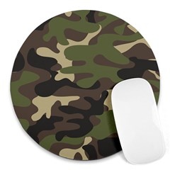 Texture-military-camouflage-repeats-seamless-army-green-hunting Round Mousepad by Salman4z