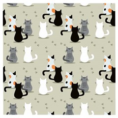 Cute-cat-seamless-pattern Wooden Puzzle Square by Salman4z