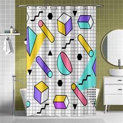 Tridimensional-pastel-shapes-background-memphis-style Shower Curtain 48  X 72  (small)  by Salman4z