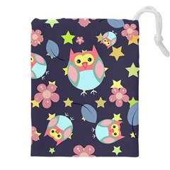 Owl-stars-pattern-background Drawstring Pouch (5xl) by Salman4z