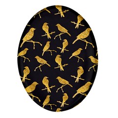 Background With Golden Birds Oval Glass Fridge Magnet (4 Pack) by pakminggu