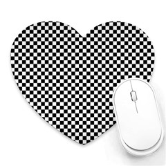 Black And White Checkerboard Background Board Checker Heart Mousepad by pakminggu