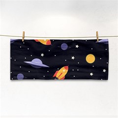 Cosmos Rockets Spaceships Ufos Hand Towel by pakminggu