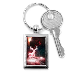 Deer Animal Moon Planet Space Fantasy Key Chain (rectangle) by pakminggu