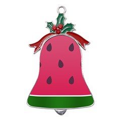 Watermelon Fruit Summer Red Fresh Food Healthy Metal Holly Leaf Bell Ornament by pakminggu