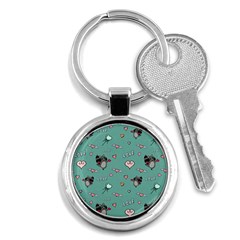 Raccoon Texture Seamless Scrapbooking Hearts Key Chain (round) by pakminggu