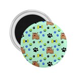 Dog Pattern Seamless Blue Background Scrapbooking 2.25  Magnets Front