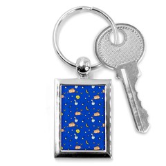 Cat Animals Sleep Stars Seamless Background Key Chain (rectangle) by pakminggu