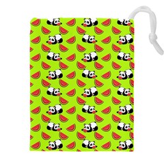 Watermelon Panda Background Wallpaper Drawstring Pouch (5xl) by pakminggu