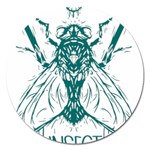 Green Insect Bee Illustration Magnet 5  (Round) Front