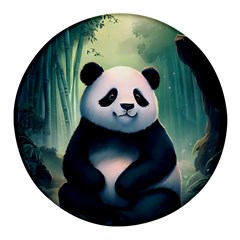 Animal Panda Forest Tree Natural Round Glass Fridge Magnet (4 Pack) by pakminggu