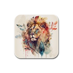 Lion Africa African Art Rubber Square Coaster (4 Pack) by pakminggu