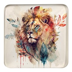 Lion Africa African Art Square Glass Fridge Magnet (4 Pack) by pakminggu